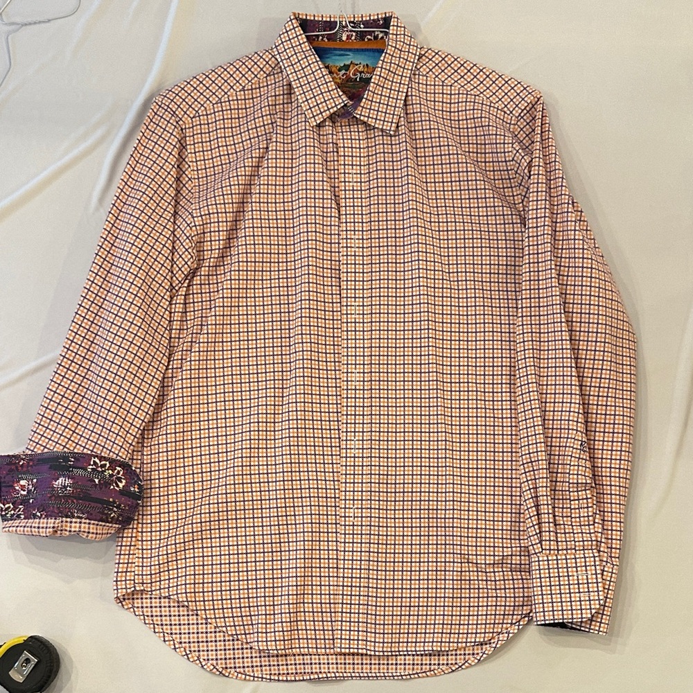 Robert Graham Purple and Orange Checkered Shirt